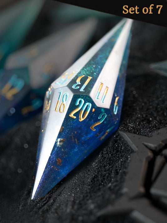 Aqua Tideglass (7-Piece Dice Set)