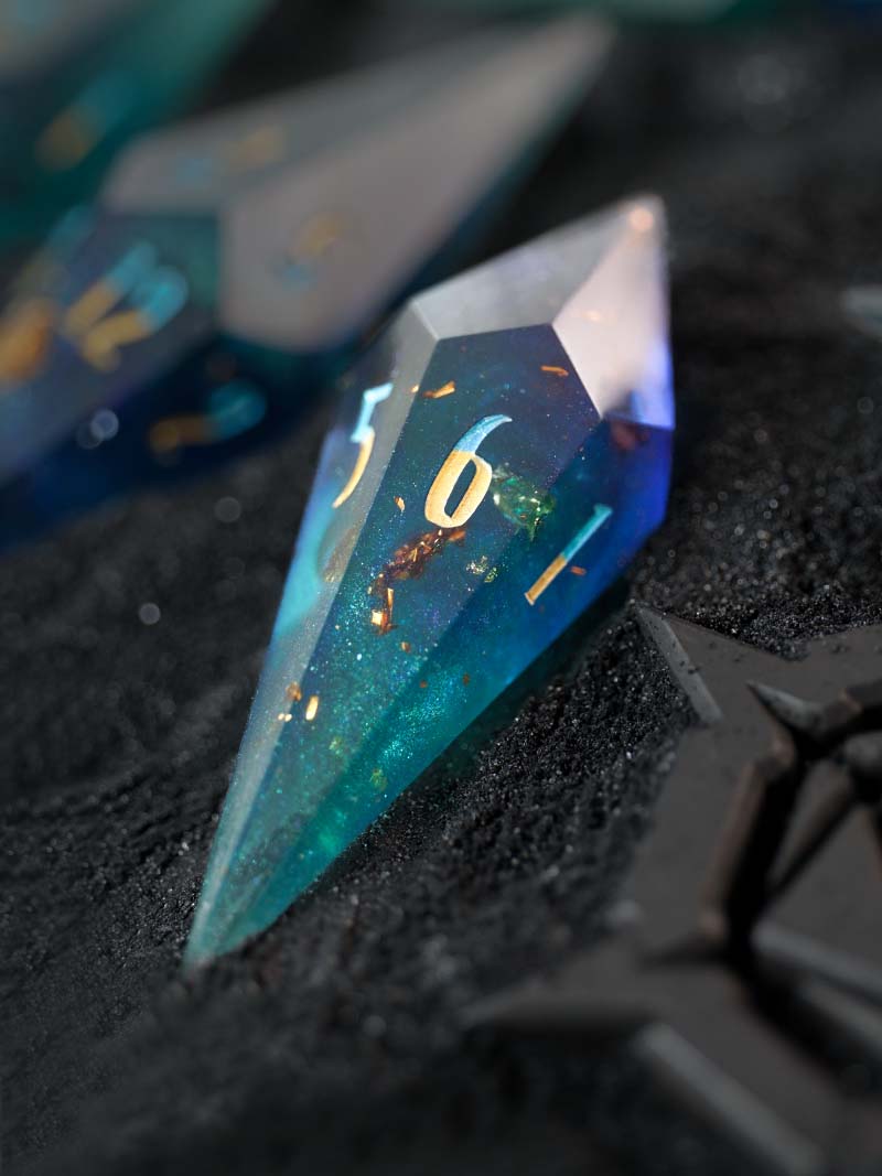 Aqua Tideglass (7-Piece Dice Set)